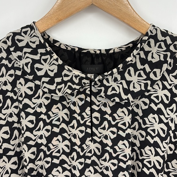J. Crew Bow Short Sleeve Silk Chiffon Dress Peter Pan Collar Women’s Size 0 - Picture 7 of 12